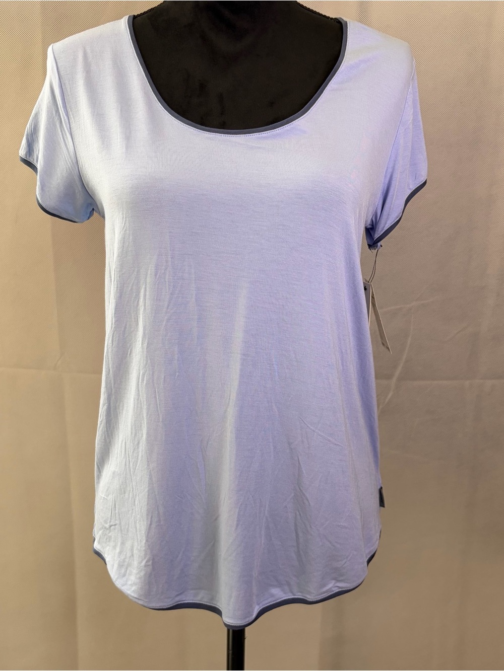 Dkny Lavender Scoop Neck Short Sleeve Pajama Tee with Contrast Trim
